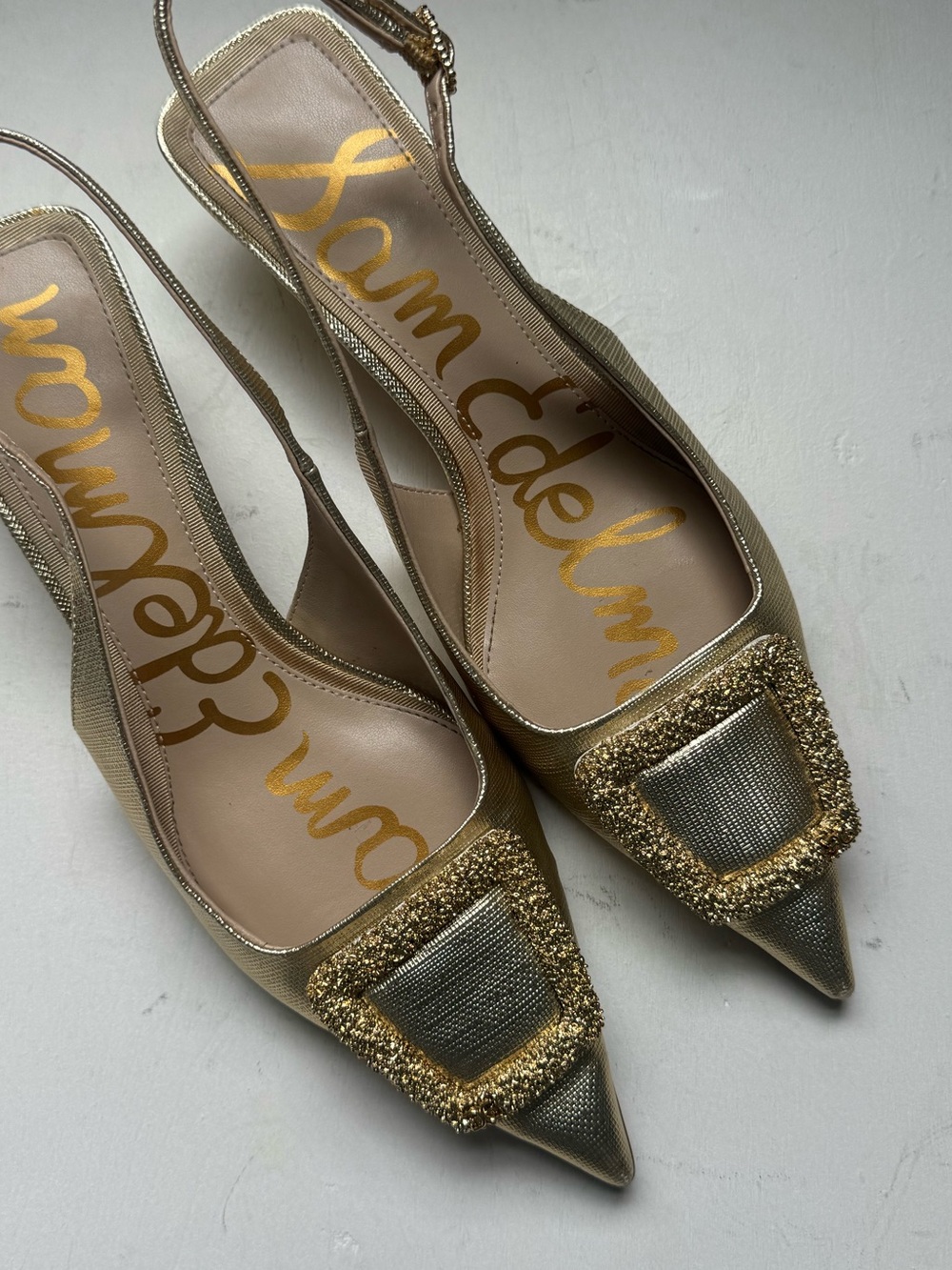 Sam Edelman Kammie Gold Slingback Kitten Heels - Picture 3 of 16